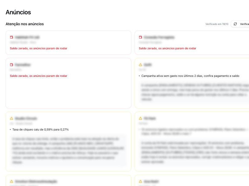 Tela de exemplo: CRM com IA e painel de resultados
